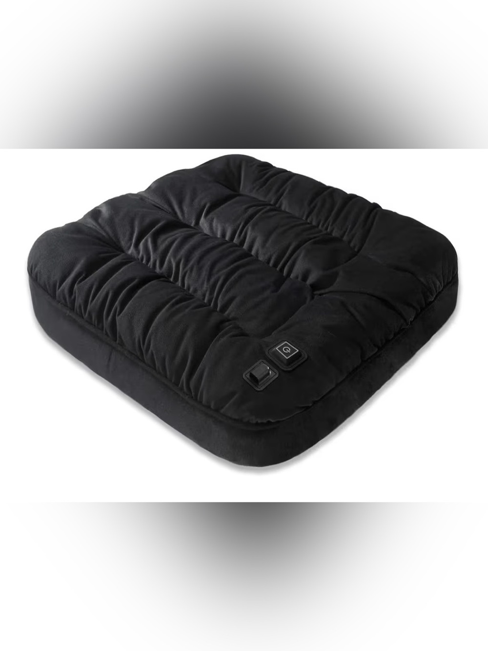 Heated Black Quilted Seat Cushion 18”x18”